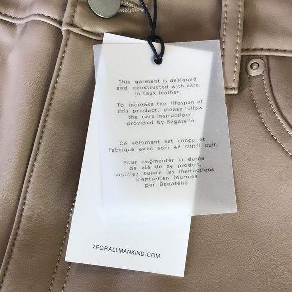 7 for All Mankind Skinny Faux Leather Pants Camel Size M NWT - Picture 6 of 11